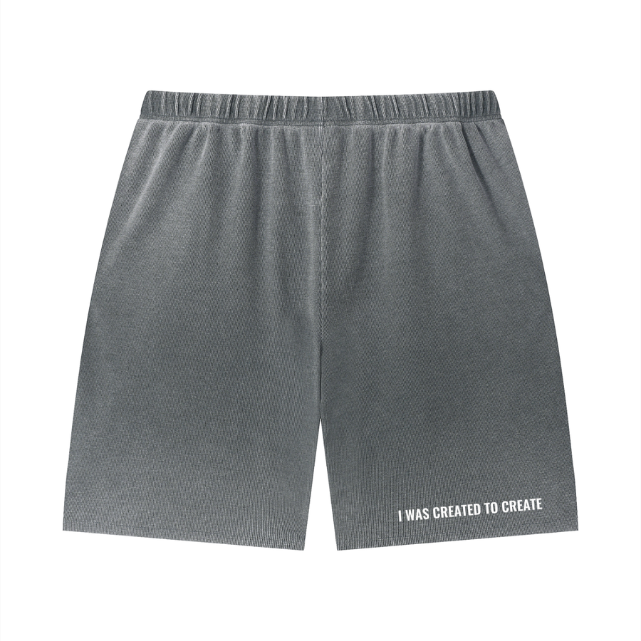 Unisex Vintage Wash Sunfade Waffle Raw Hem Shorts
