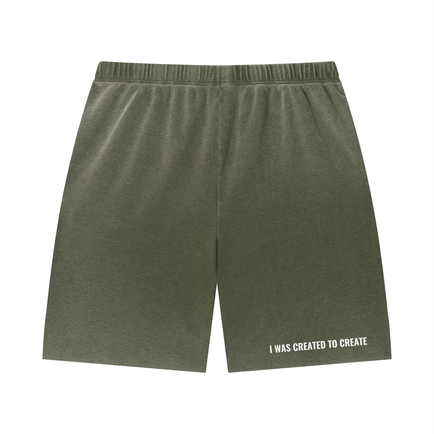 Unisex Vintage Wash Sunfade Waffle Raw Hem Shorts