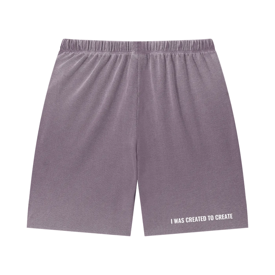 Unisex Vintage Wash Sunfade Waffle Raw Hem Shorts