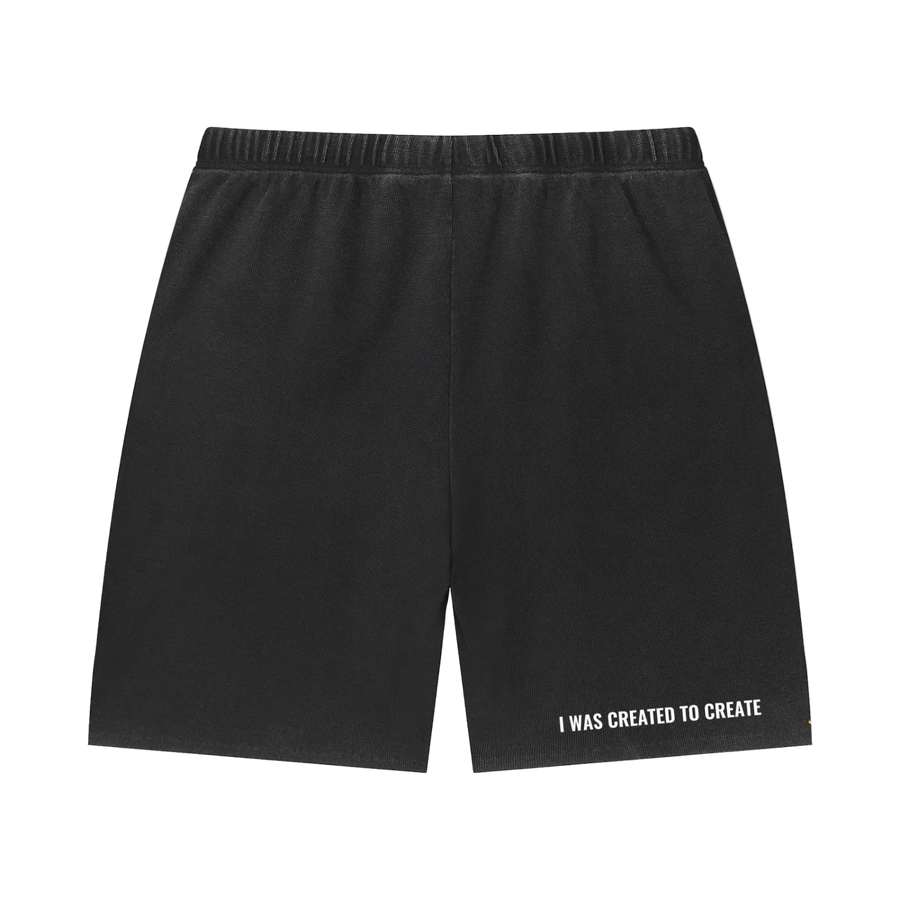 Unisex Vintage Wash Sunfade Waffle Raw Hem Shorts