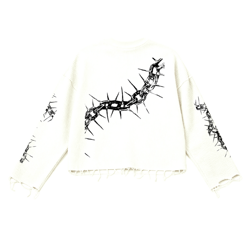 Unisex Heavyweight Waffle Cropped Long-Sleeve Shirt (290GSM)